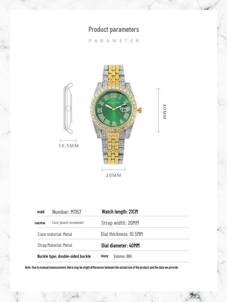 Женские кварцевые часы с бриллиантами римскими цифрами - Модный новый дизайн