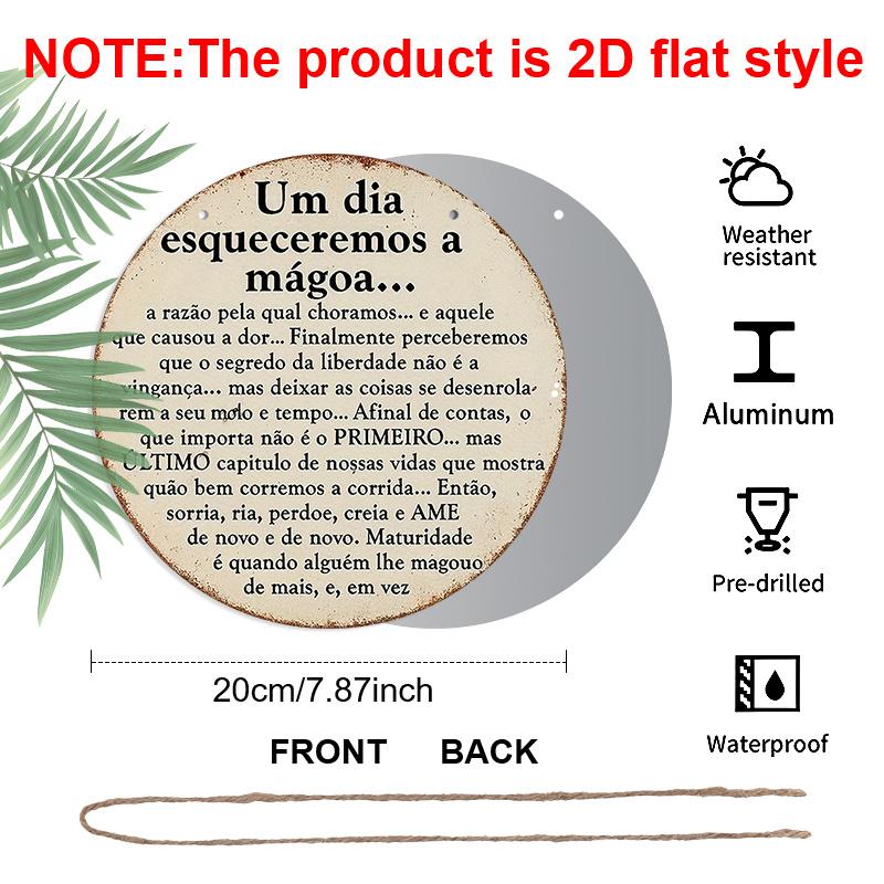 2D Flat, 1pc Round Wall Plaque with Inspirational Quote - 7.87x7.87 Inch Suitable for Home & Office Decor, Motivational Sign for Wall Mounting, Gift