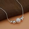 925 Silver Smooth Sanding Bead Ball Necklace Chains For Women Fashion Jewelry