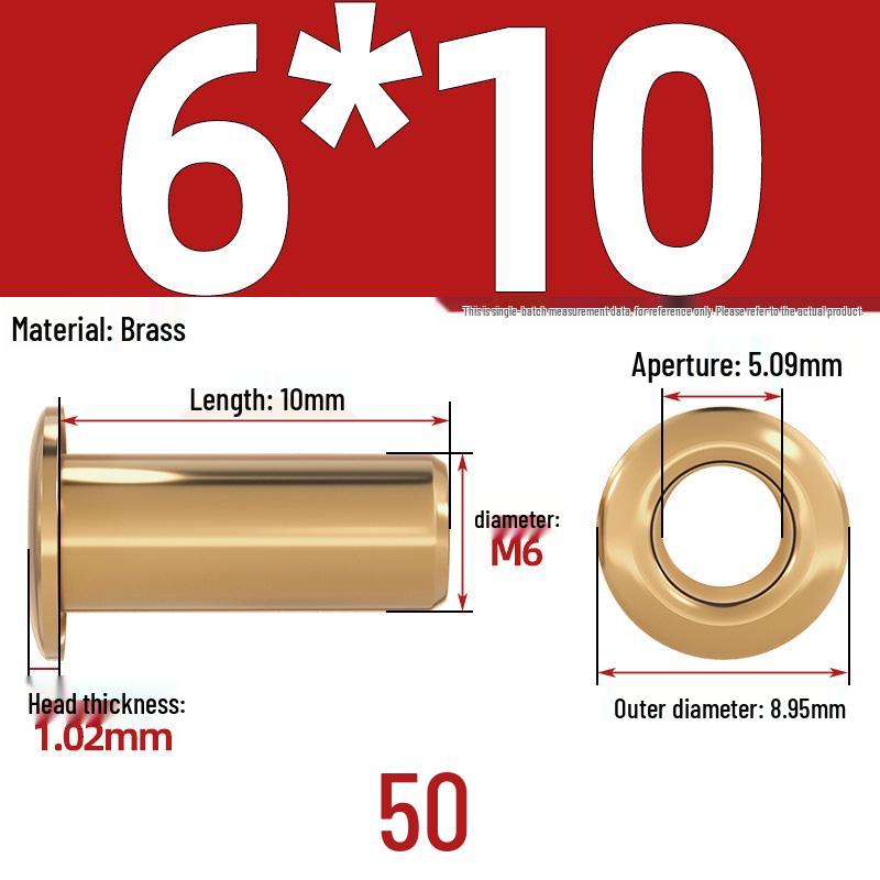 Pure Brass Hollow Rivets & Copper Eyelets Fasteners M1.3–M5