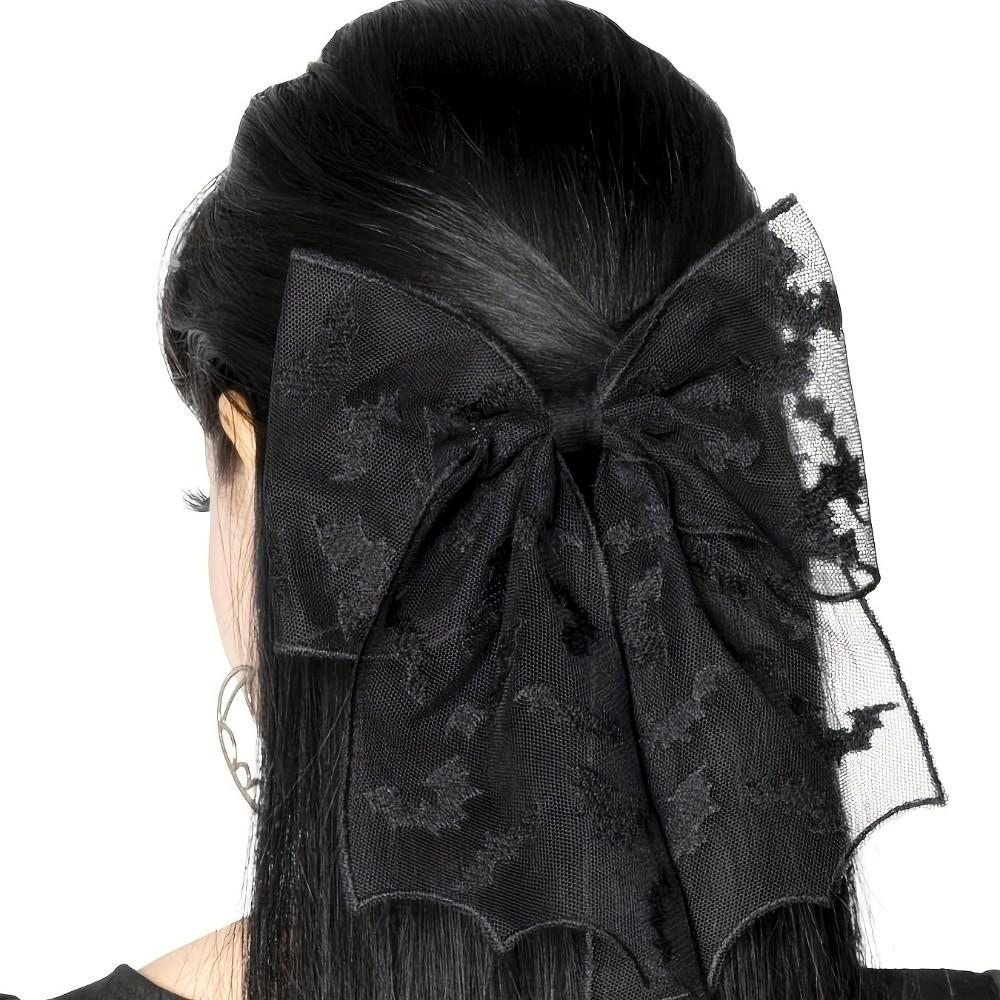 Lace Spider Web Hair Clip Spring Clip Halloween Hairpin Creative Bat Head Veil Hair Accessories