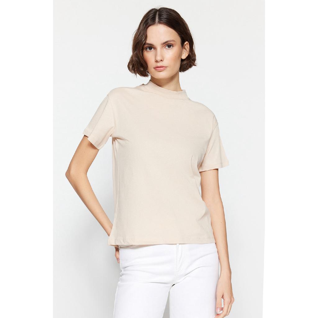 Комплект из двух бело-черных трикотажных футболок с воротником стойкой из 100% хлопка Twoss20ts1500