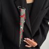 Love Heart Beaded Tassel Chain Brooch Multi-Layer Design Suit Pin Pendant Gifts Chain Pin