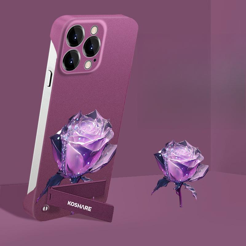 Кристально-фиолетовая подставка-роза подходит для безрамочного чехла Apple 16PRO. 15 Ультратонкий Ощущение голого телефона 14 Мелких отверстий XR
