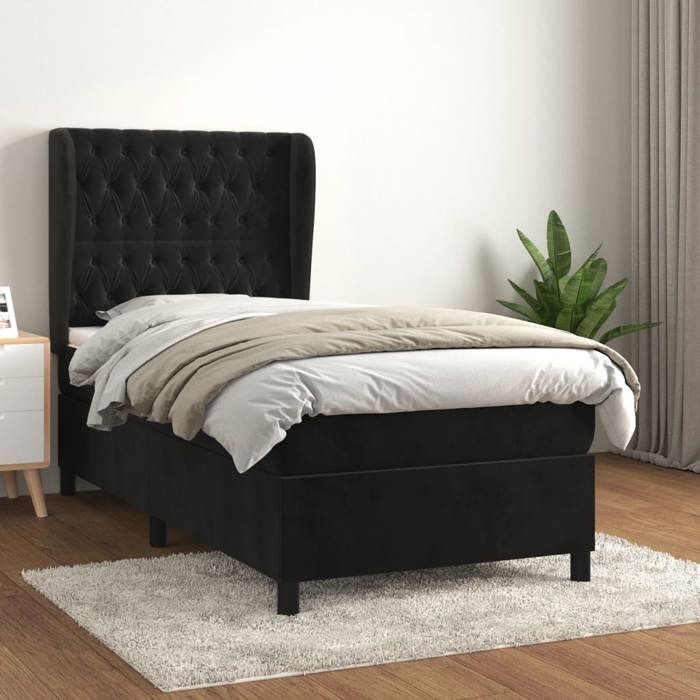 Maison Exclusive - Sommier à lattes de lit et matelas Noir 80x200 cm Velours
