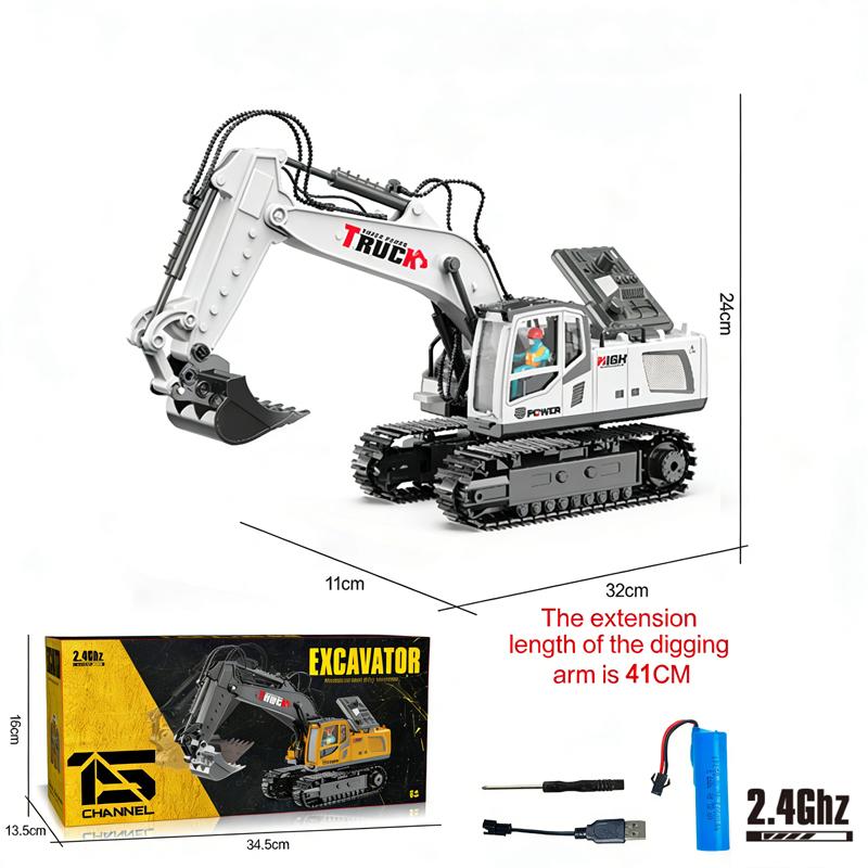 High-quality 15/17 CH Alloy Remote Control Excavator 2.4G RC Crawler Engineering Vehicle Toy for Kids Christmas Birthday Gift