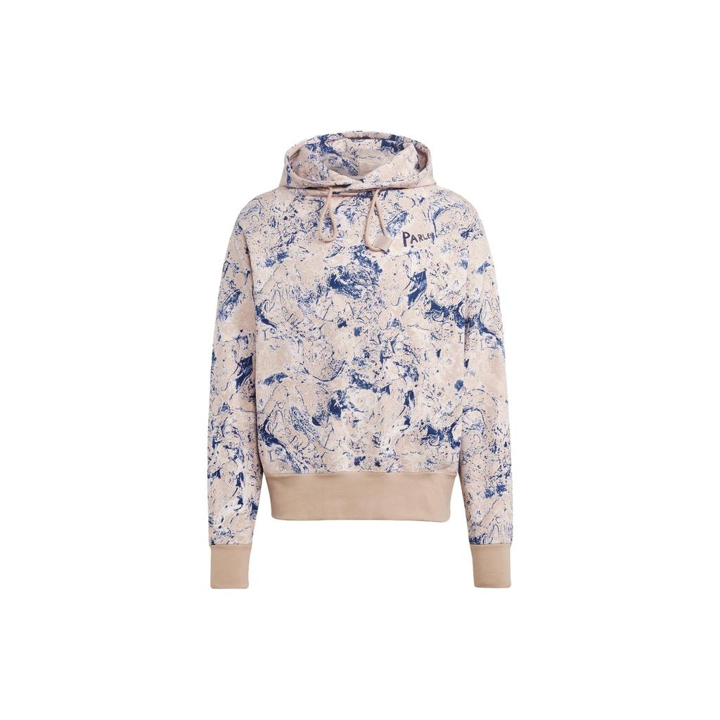 Adidas Unisex Full Printed Hooded Sweatshirt, Daily Casual Long Sleeve Outerwear Silver HR6993
