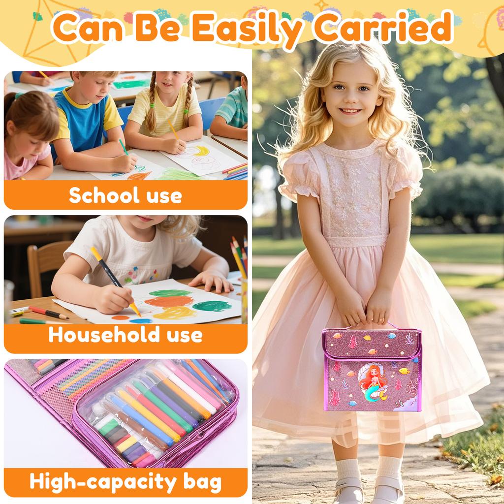 Набор моющихся фломастеров 123 шт., Креативный набор для акварельного рисования, Мультяшный пенал со фломастерами, Акриловая ручка, Карандаш, Подарки для детей