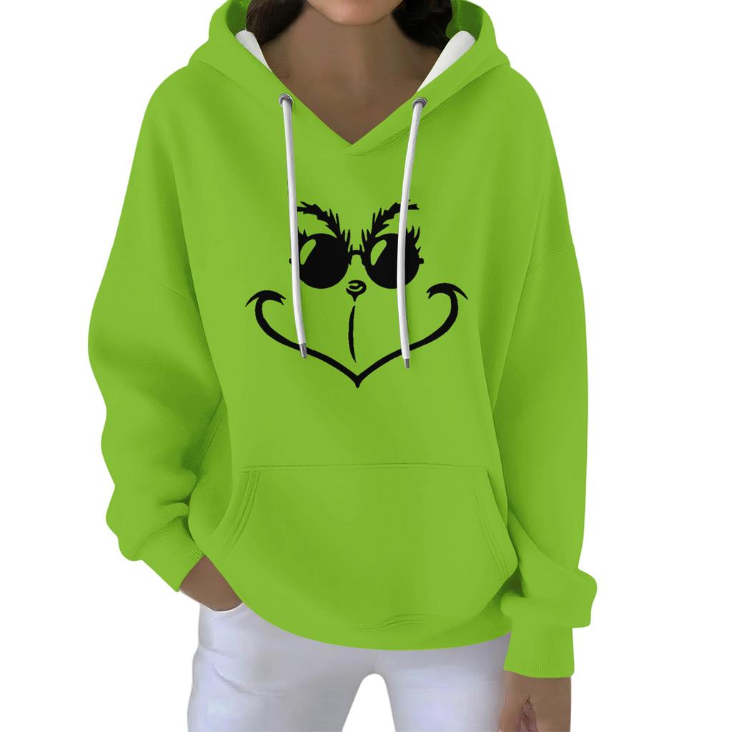 Christmas Hoodies For Women Funny Cute Printed Holiday Sweatshirt Winter Oversized Pullover Tops