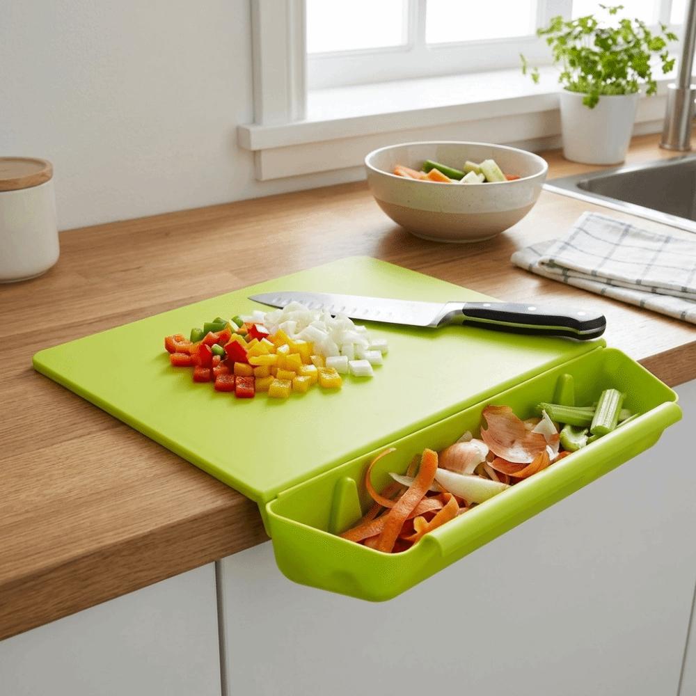 2-in-1 Vegetable Cutting Board Thicken Plastic Food Container Food Preparation