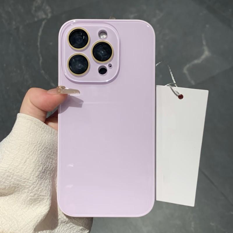 Жесткий закаленный стеклянный глянцевый чехол для iPhone 16 15 14 13 12 11 Pro Max Ударопрочный мягкий силиконовый бампер Защитная крышка для объектива