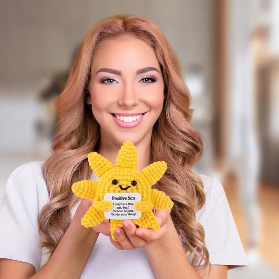 Mini Positive Sun Crochet Doll Emotional Support Handmade Knitting Cartoon