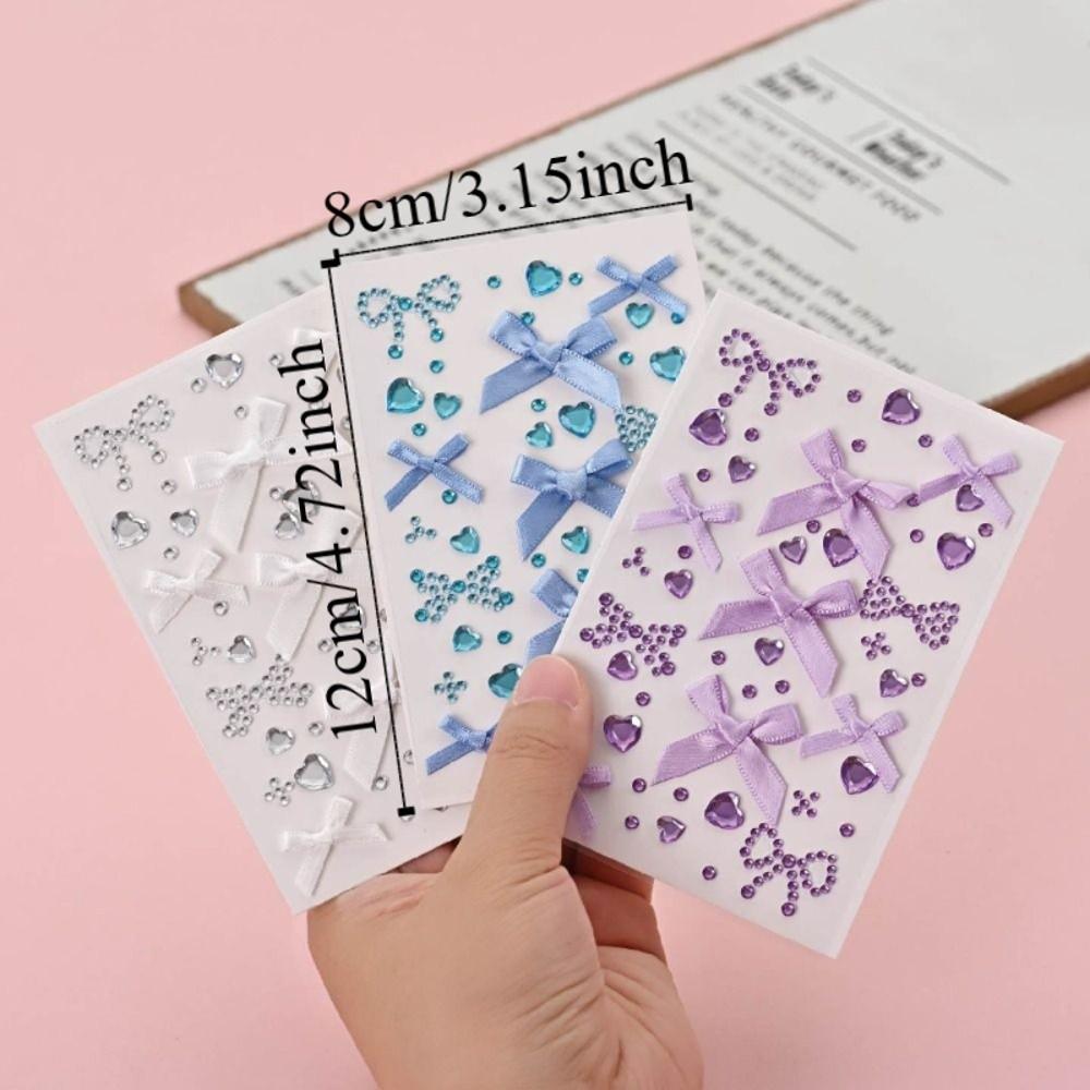 Bowknot 3D Rhinestone Sticker Waterproof Photocard Sticker Face Tattoo Sticker Stage Makeup
