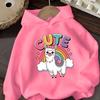 Casual children's sweatshirt/hoodie, cute sheep with English print, soft hooded pullover sweatshirt.