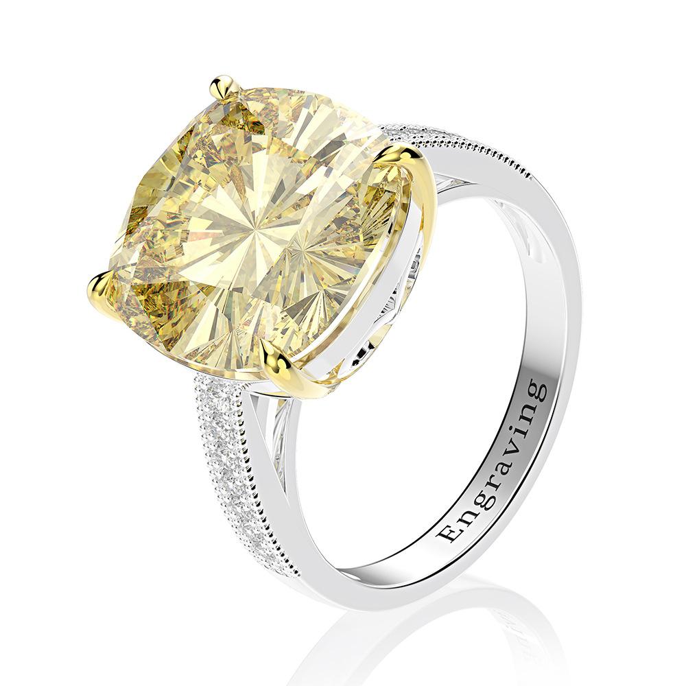 Tancise14*14 Jewelry S925 Sterling Silver Zircon Single Row Inlaid with 14*14 Synthetic Diamond Ring Refers To 21.5 Carats.