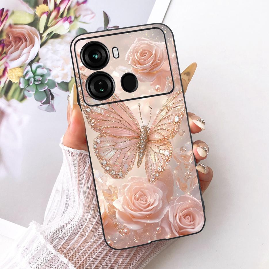 For Itel P40 Plus Case P683L Luxury Butterfly Tree Painted Cover Soft Silicone Phone Case For Itel P40 P662L P 40 ItelP40 + Bags