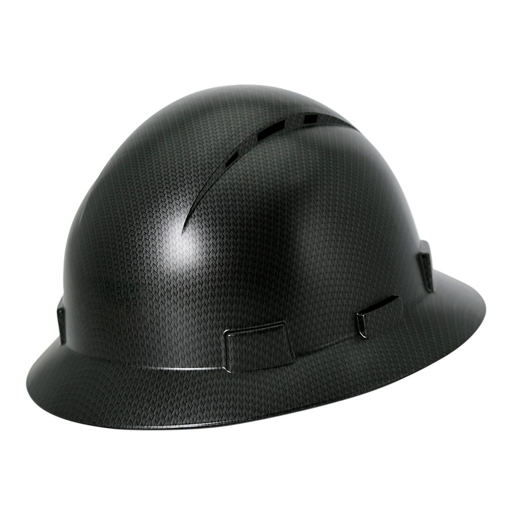 Wide Full Brim Safety Helmet Carbon Fiber Pattern Construction Work Cap Lightweight High Strength Railway Protective Hard Hat