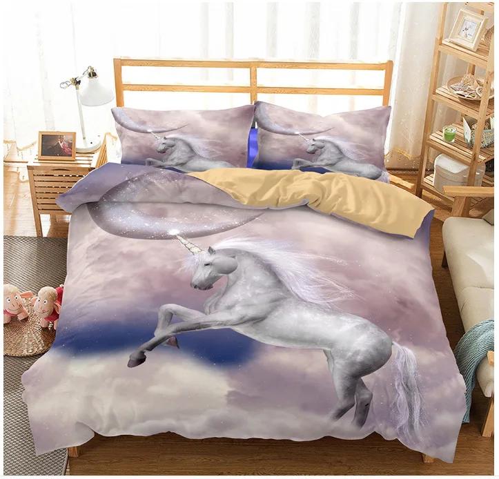 Iceberg Unicorn Quilt Cover Set Pillow Cover 3D Print Pink Green Babysbreath Navy Blue Bed Cover Set For Boy Gril Teen Dropship