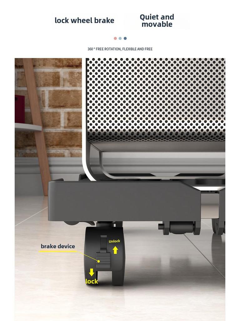 Регулируемая выдвижная подставка для компьютера с колесами и местом для хранения