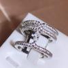 Luxury Crystal Cubic Zirconia Ring Proposal Engagement Statement Jewelry Brilliant Wedding Rings for Women Designed Geometric Exaggerated Ring