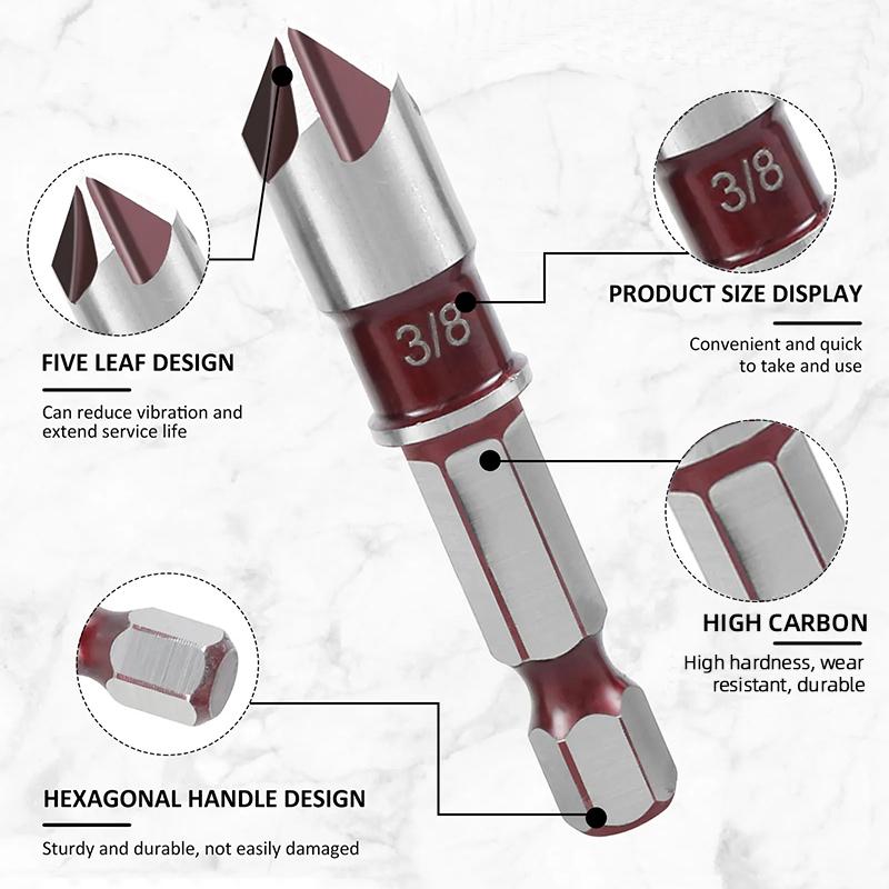 Набор сверл с зенковкой из титана HSS, фаска 1/4", шестигранная коническая фреза для дерева и металла, инструмент для снятия заусенцев и снятия фаски