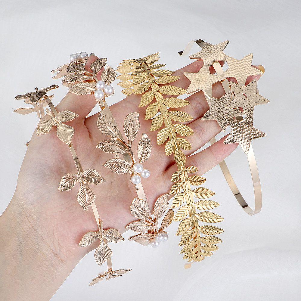 Украшения для волос Головной убор Короны Обруч для волос Листья Резинки для волос Свадебные аксессуары для волос Повязки на голову для невесты