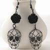 Готические панк серьги-подвески с черепом и розой, эффектные украшения на Хэллоуин