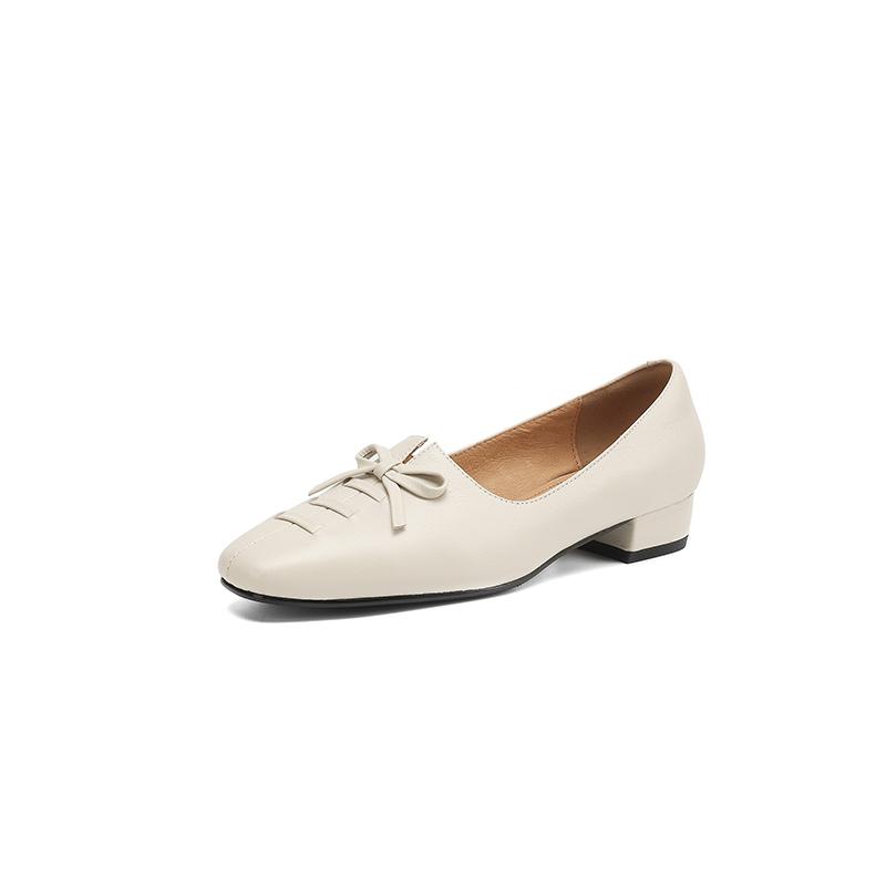 Мода 2025 Новое поступление Мягкая натуральная кожа Женские туфли на каблуке Квадратный носок Удобные Модные Повседневные Туфли на низком каблуке Обувь на четыре сезона