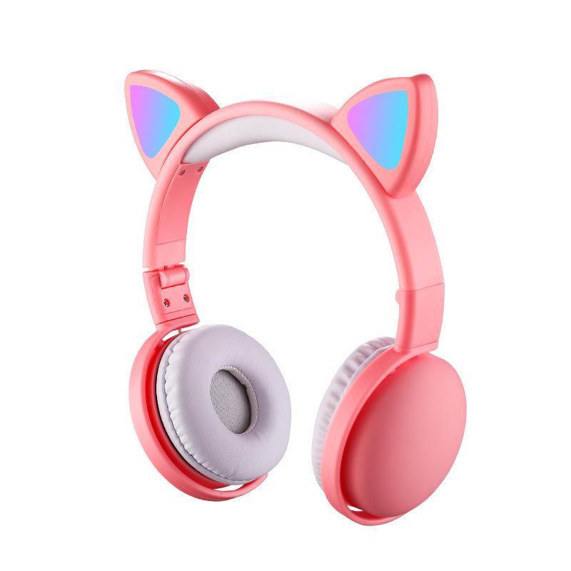 2025 S523 Светящиеся кошачьи ушки Bluetooth-наушники: Длительное время работы от аккумулятора, Без задержек, Беспроводные, Накладные