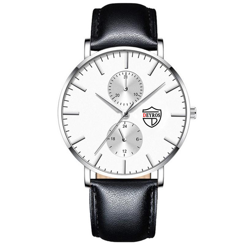 Мужские модные классические черные наручные часы, роскошные деловые часы Montre Homme, повседневные кожаные кварцевые часы для мужчин