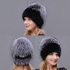 JERYAFUR Женская модная зимняя шапка из натурального меха норки и чернобурки
