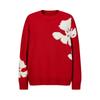 Jiuzi Anna Kou Casual Lazy Style Jacquard Round Neck Falling Shoulder Loose Knitted Shirt for Women