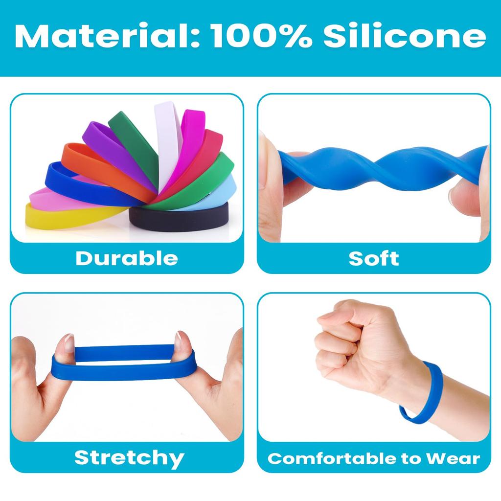 [GOGO] Silicone Band Set of 12 Rubber Wristband Waterproof Soft