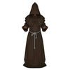 Friar Medieval Hooded Robe Monk Renaissance Priest Costume Halloween Wizard Sorcerer Cosplay Cloak for Adults