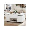 Table basse relevable multifonctionnelle - MUVOE - Bureau 2 tables - Blanc - Grande capacité - Design moderne