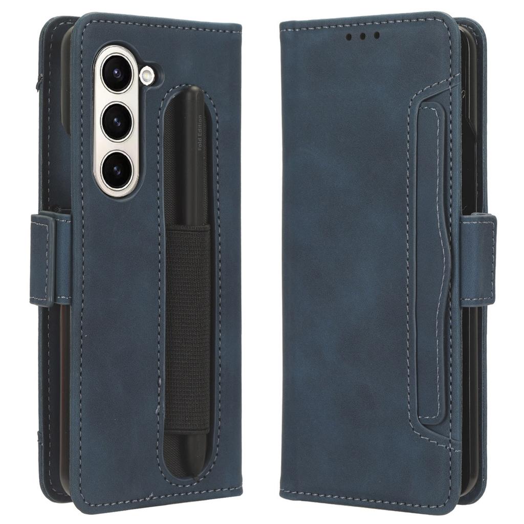 For Samsung Galaxy Z Fold6 5G Stand Case with Pencil Slot Anti-Scratch Leather Phone Cover