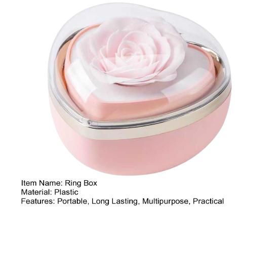 Коробочка для кольца в форме сердца, футляр для кольца с розой из стабилизированного цветка, бархатная внутренняя часть, подарочная коробка для ювелирных изделий на годовщину свадьбы
