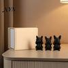 Настольное украшение Французский бульдог, Набор из 3 статуэток, 3D-печать, Матово-черная скульптура, Минималистичная фигурка бульдога, Цельнолитые фигурки для дома