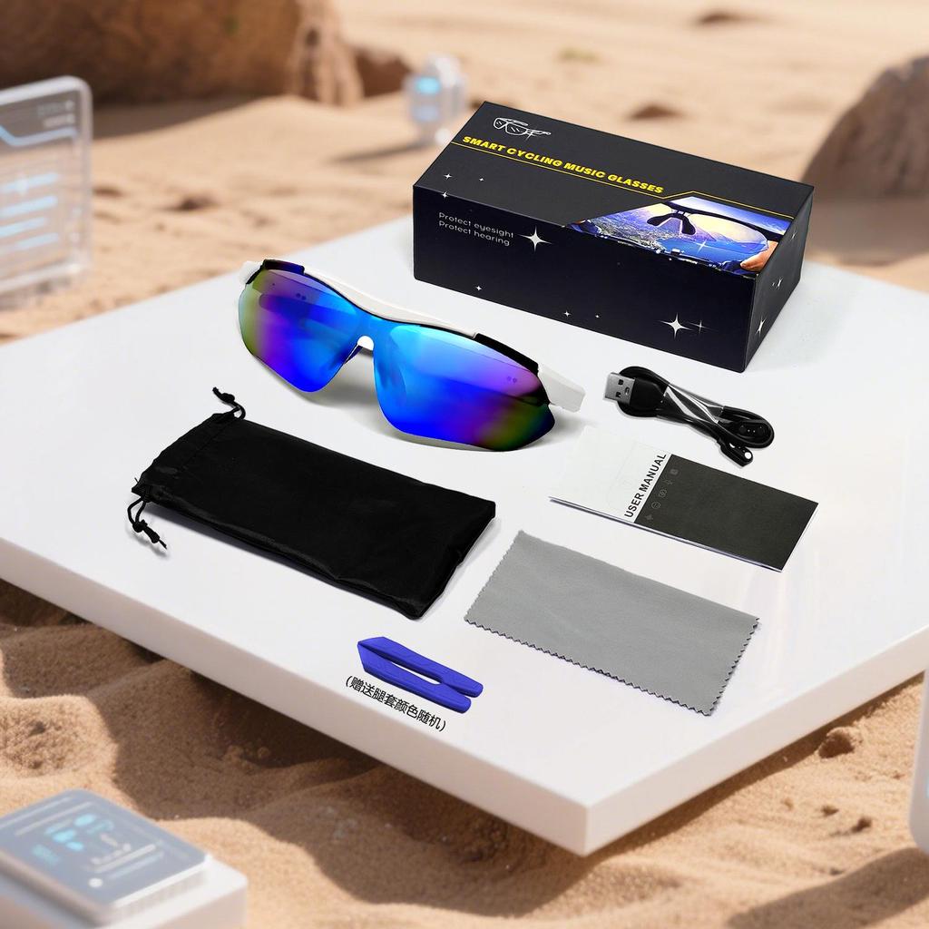 Bluetooth-очки для езды на велосипеде QY-pro03: Умные очки для спорта на открытом воздухе с защитой от УФ-излучения и функциями музыки/звонков