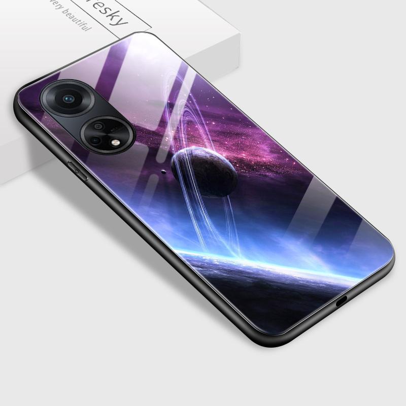Для OPPO A16 A16s A18 A38 A58 A78 A96 A98 Reno8T 10 Pro 12F Realme C30 C33 C63 C65 C67 Fantasy Aurora Galaxy Planet закаленное стекло жесткий чехол для телефона