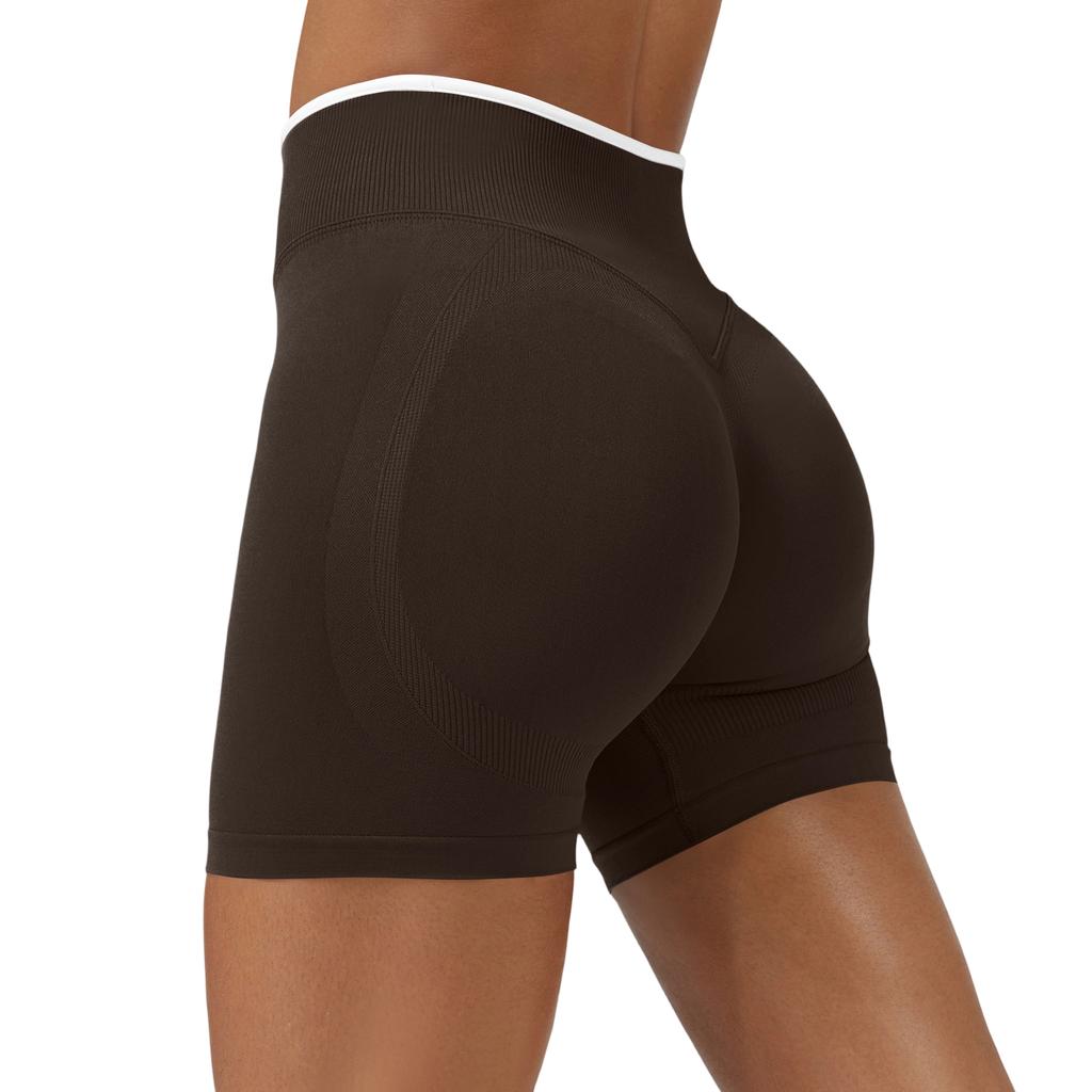 Women's Casual Hip-lifting Seamless Color Block Yoga Fitted Sports Shorts