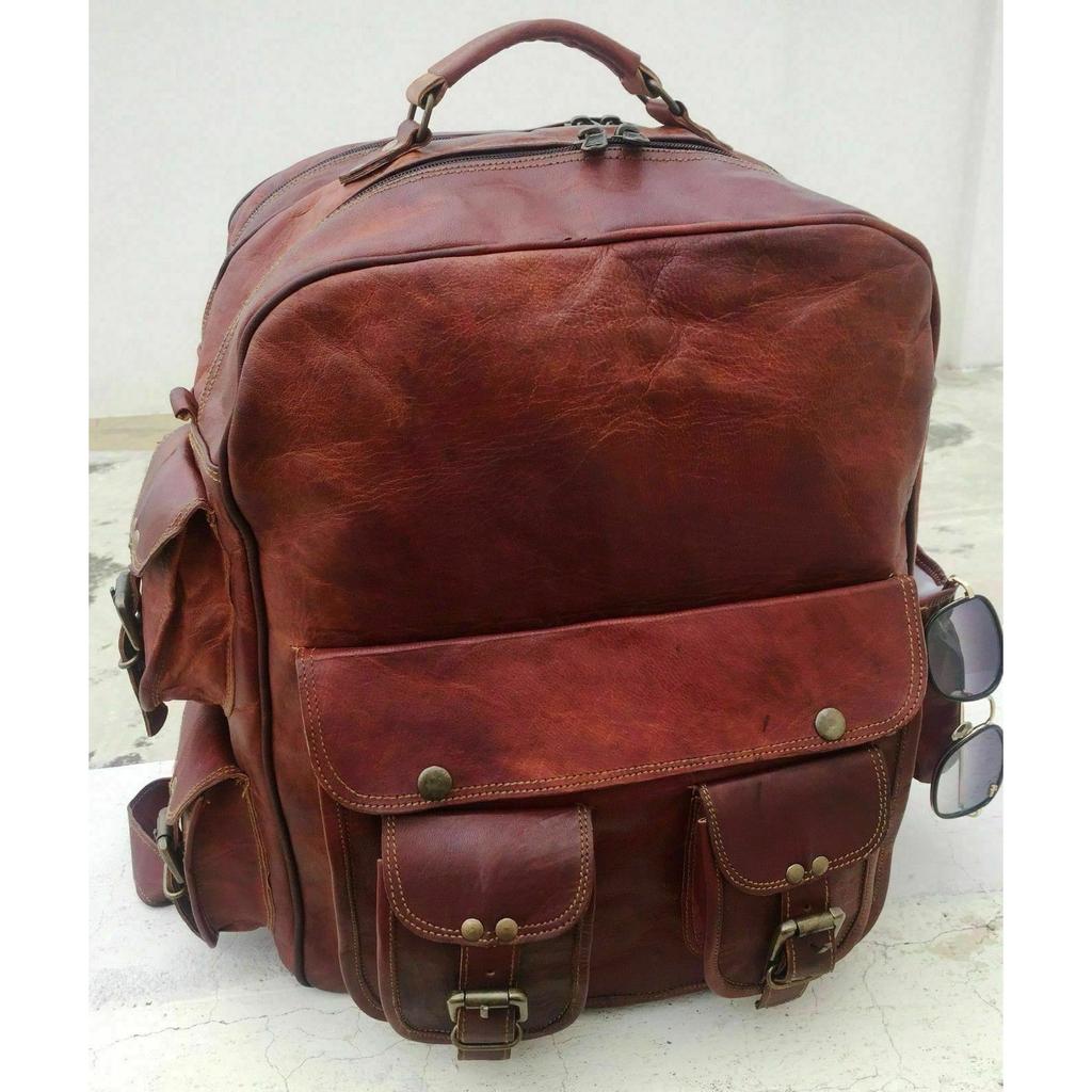 Мужской БОЛЬШОЙ Рюкзак Натуральная Коричневая Винтажная Кожаная Сумка Для Ноутбука Рюкзак Дорожная Сумка