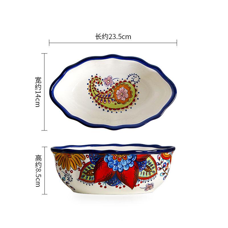 Creative Hand-painted Ceramic Bowl Irregular Salad Bowl Dessert Bowl Fruit Bowls Thick Soup Bowls Restaurant Specialty Tableware