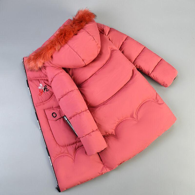 Winter Girls Cotton-padded Clothes Thickened Children Clothing 12 Years White Duck Down Jacket Playing In The Snow