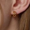 [LOMET] Серьги-пусеты на одно касание с цепочкой Noir, 14K GF_MJ5020BFE