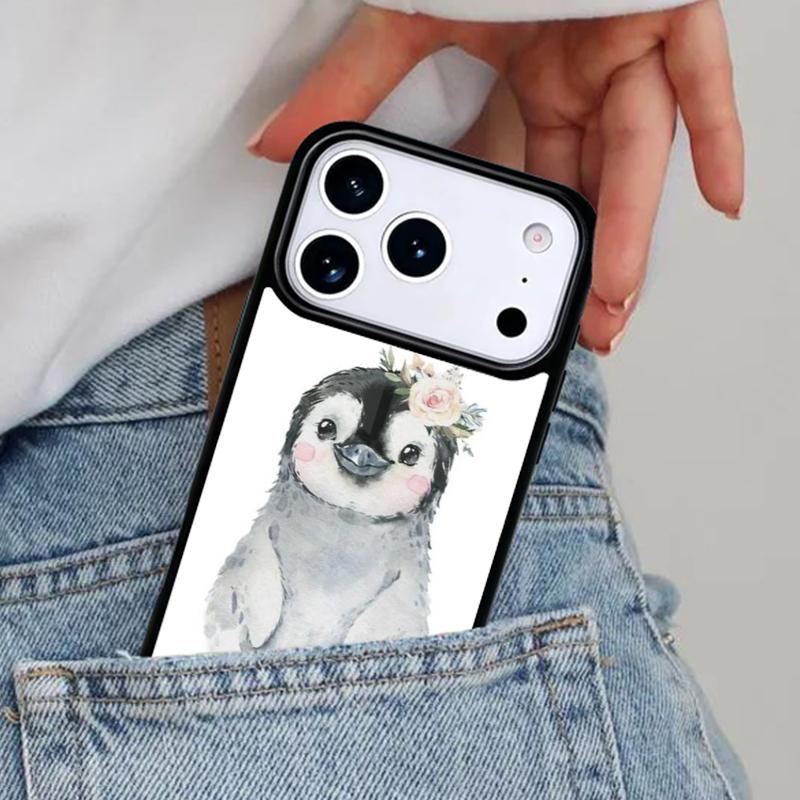 Cute Penguin Phone Case for iPhone 16e 15 14 13 12 17 Pro Max Plus Air 17pro Cover Coque