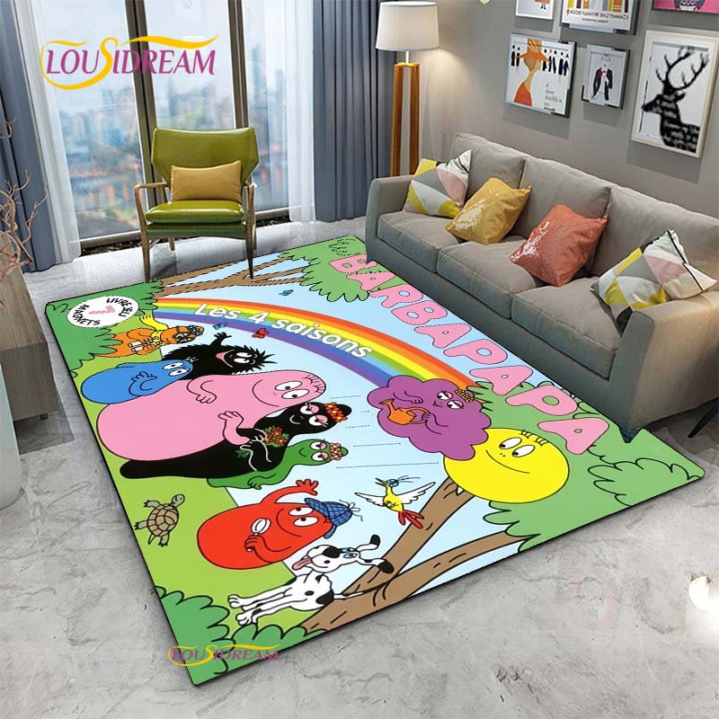 Barbapapa Cartoon Anime Carpet for Living Room Sofa Coffee Table Bedroom Rug Kitchen Kids Door unslip floor Mat Birthday gift