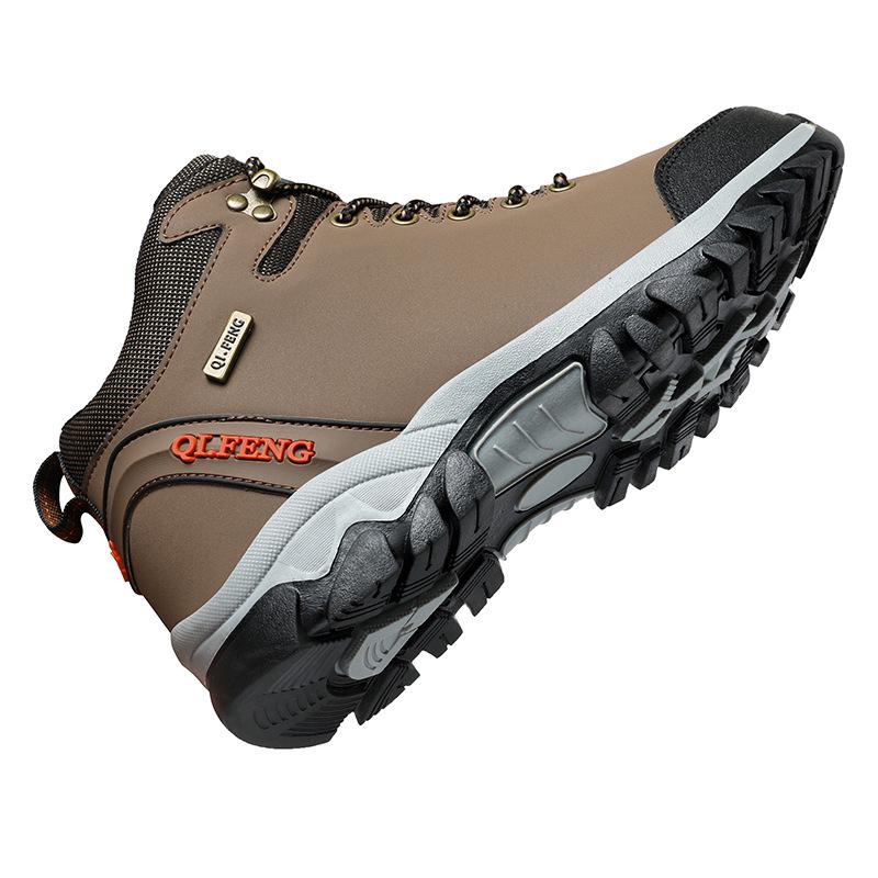 Winter thickened non-slip outdoor hiking shoes waterproof high-top casual sports shoes platform-soled couple velvet cotton shoes