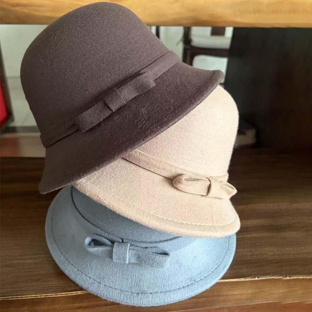 Soft Felt Winter Woolen Hat Warm Fleece Vintage Fedora Cap Elegant Bucket Hat Casual Party