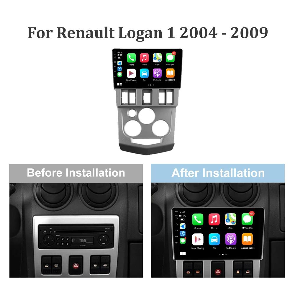 Автомобильное радио для Renault Logan 1 2004-2009 Android 13 Auto Wireless Carplay GPS Navigation Multimedia 2 Din Screen Stereo